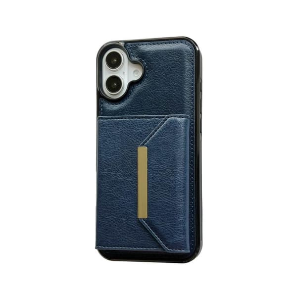 iPhone 17 Skal med Solid Färg och Metallspänne för Kortfack Blå