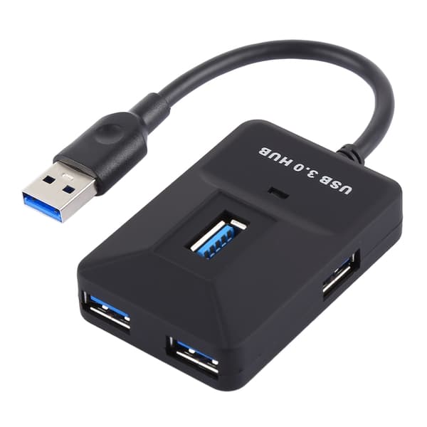 5Gbps Super Speed 4-Port USB 3.0 Hub Adapter - 15cm (Svart)