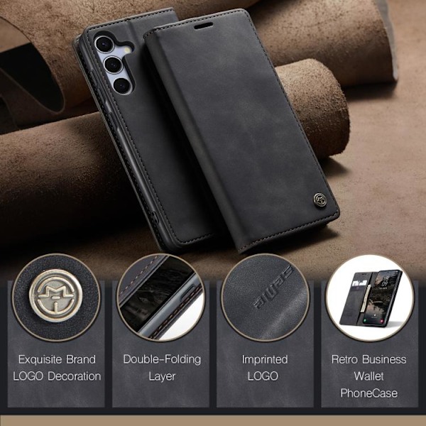 Samsung Galaxy S25 5G Skal CaseMe 013 Multifunktionell Horisontell Flip Läder Svart