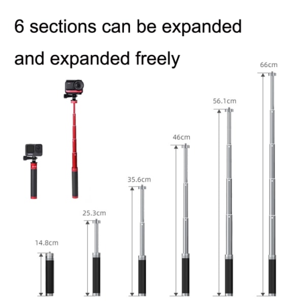 Sunnylife TY-Q9404 för GoPro11 / Insta360 X3 Pocket Desktop Tripod Stand Extension Rod Edition Titan färg