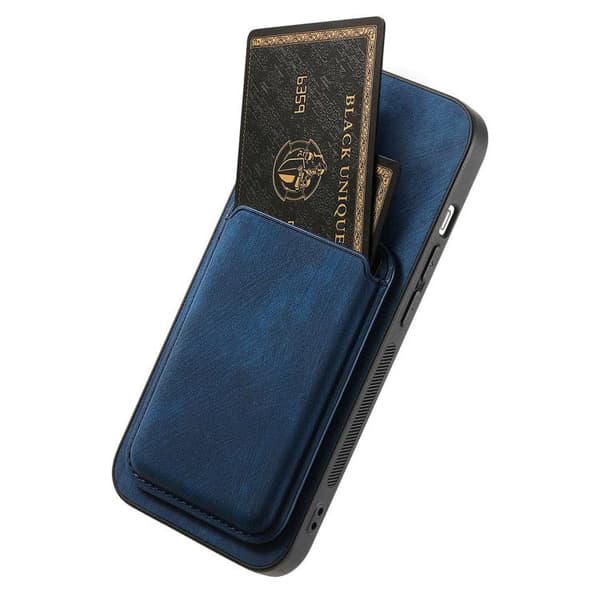 iPhone 18 Pro Max / iPhone 17 Pro Max Retro Läder Kortväska Magnetisk Skal Blå