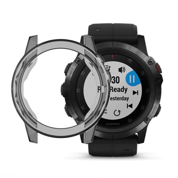 Lämplig för Garmin Fenix ​​5 & 5 Plus transparent TPU Silica Gel Watch Case Transparent black
