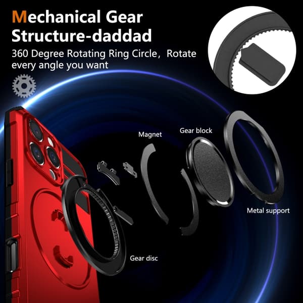 iPhone 16 Pro Rotating Magnetisk Hållare Skal Röd