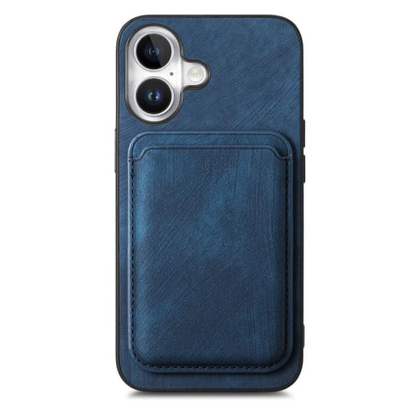 iPhone 17 Retro Läderkortväska Magnetisk Skal Blå