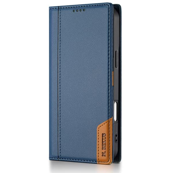 iPhone 18 Pro Max / iPhone 17 Pro Max Skal läderfodral N.BEKUS P3 RFID med magnetisk flip Blå