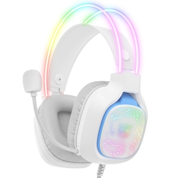 ONIKUMA X22 USB + 3,5 mm färgglatt trådbundet spelheadset med mikrofon Vit