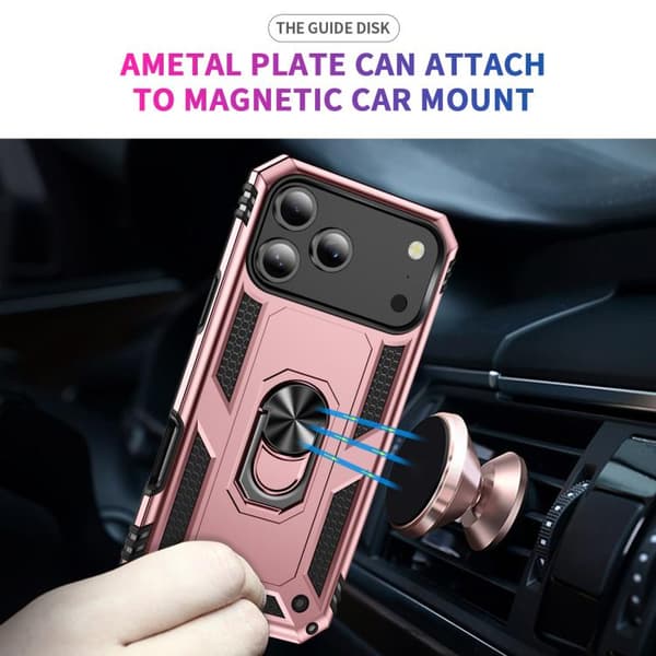 iPhone 18 Pro Max / iPhone 17 Pro Max Skal Shockproof TPU Hybrid PC med Hållare Roséguld