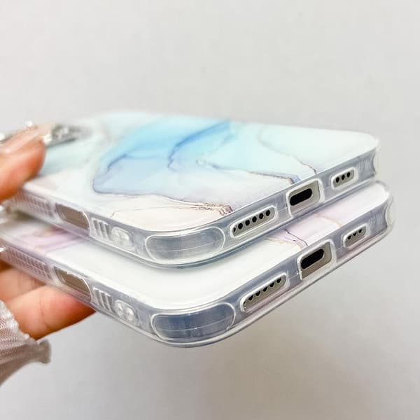 iPhone 16 Pro Electroplaterad Marmor Textur Skal Lila M3
