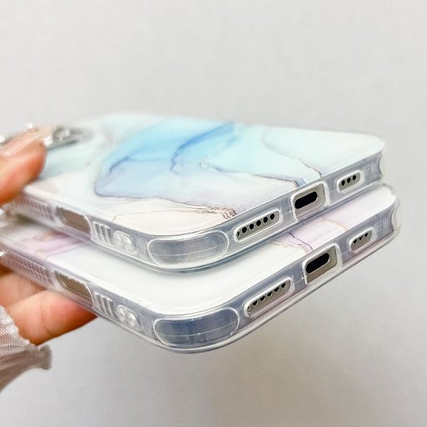iPhone 16 Pro Electroplaterad Marmor Textur Skal Rosa M2