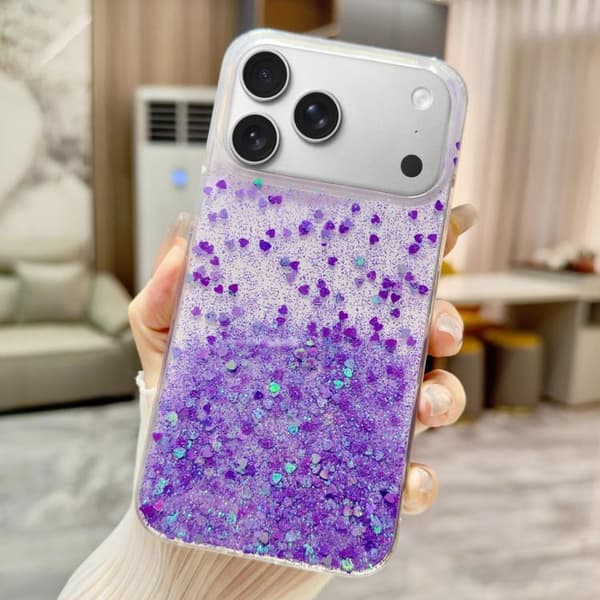 iPhone 17 Pro Skal med Glittrande Gradient - Epoxy TPU Purpur