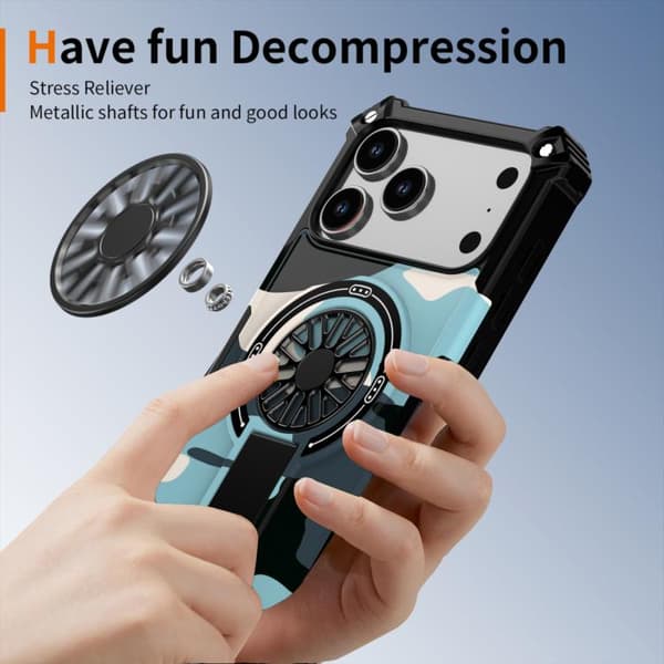 iPhone 18 Pro Max / iPhone 17 Pro Max Camouflage Kickstand Rotating Shaft MagSafe Skal Grön kamouflage
