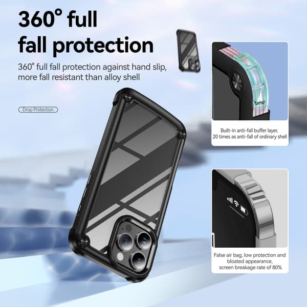 iPhone 16 Pro TPU + PC Linsskydd Skal Svart