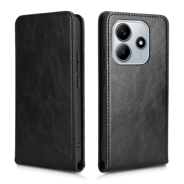 Redmi Note 14 5G - Magnetisk Vertikal Flip Läderfodral Svart