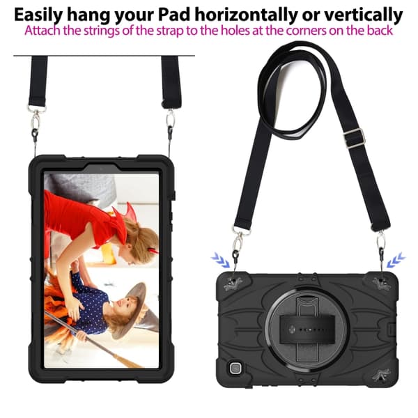Samsung Galaxy Tab A7 Lite Bat Hand Grip Turntable Ställ Svart
