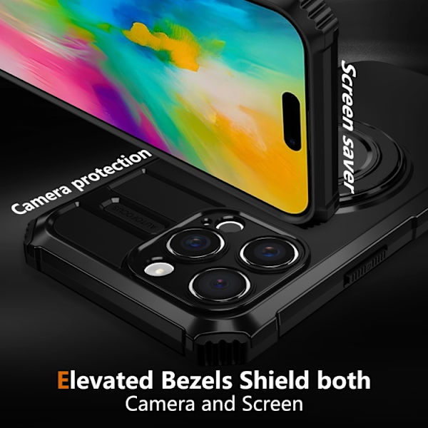 iPhone 16 Pro Rotating Magnetisk Hållare Skal Svart