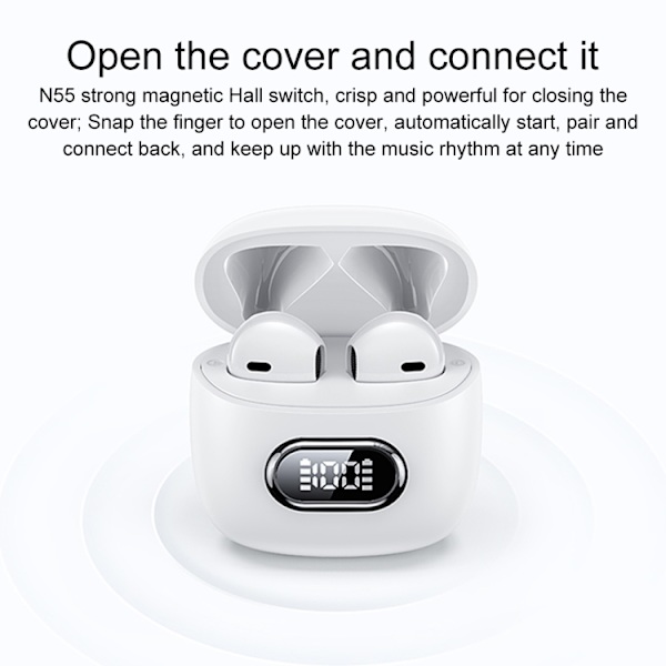 USAMS IAII15 Zero Sense II Series Digital Display Mini TWS Semi-In-Ear Trådlösa Bluetooth-hörlurar Svart