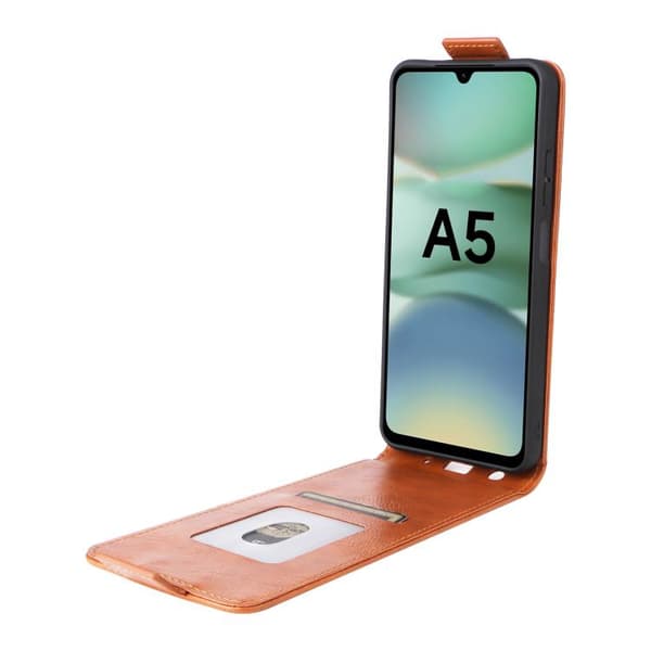 Redmi A5 4G - Magnetisk Vertikal Flip Läderfodral med Spänne Brun