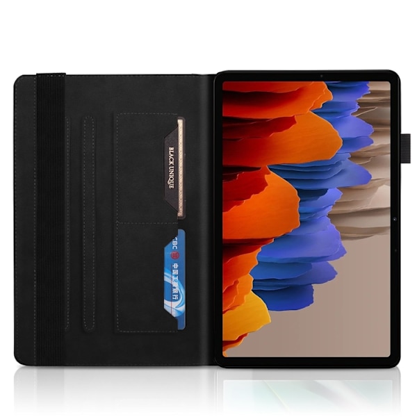 Samsung Galaxy Tab S9 / S9 FE Skal i Läder - Life Tree Series Horisontell Flip Svart
