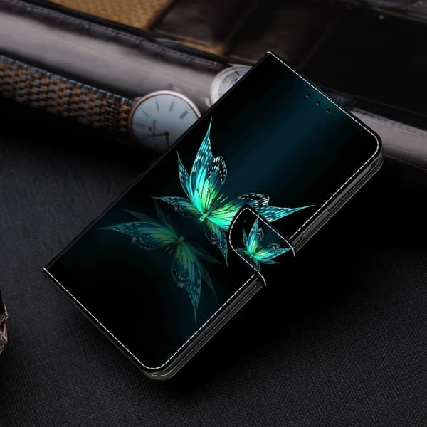 Samsung Galaxy A55 5G Skal i Kristall 3D Stöttålig Läder Reflektion Dutterfly