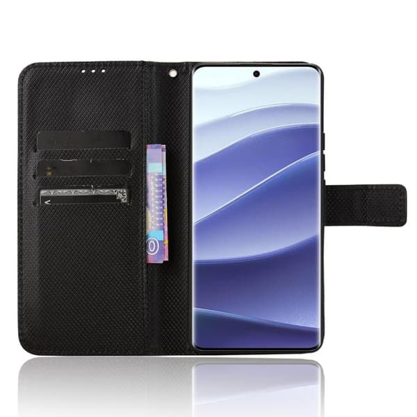 Redmi Note 14 Pro+ 5G - Diamanttexturerat Läderfodral Svart