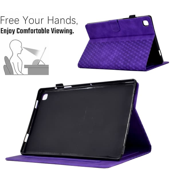 Samsung Galaxy Tab A7 Lite T220/T225 Rhombus Prägad Läderfodral Lila