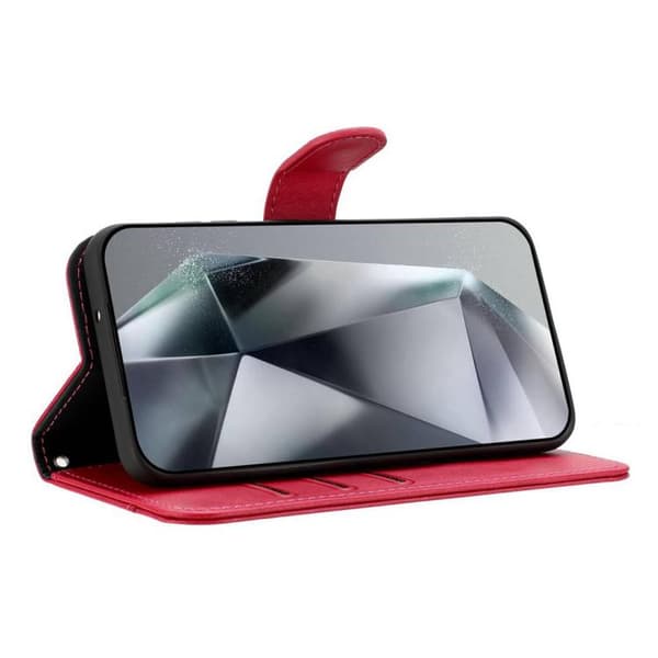 iPhone 18 Pro Max / iPhone 17 Pro Max Skal läderfodral - dubbelvikt S-form Rosröd