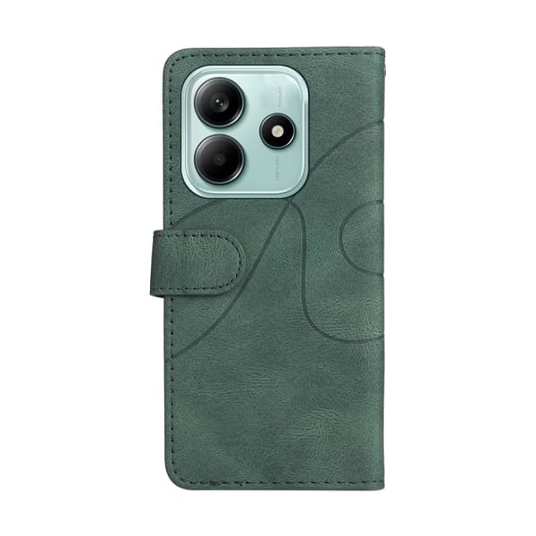 Redmi Note 14 5G - Flip Leather Mobilfodral med Tvåfärgad Splicing Design Grön