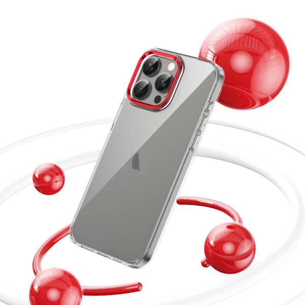 iPhone 16 Pro Max Skal HD Transparent PC med Full Coverage Röd
