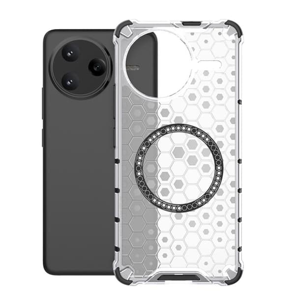 Redmi K80 Pro 5G / Poco F7 Ultra - Honeycomb Magnetisk Ring Stötsäker Mobilskal Vit