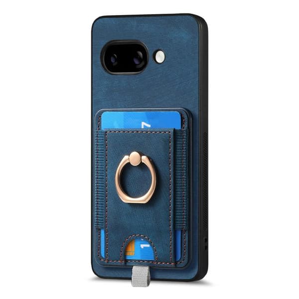 för Pixel 9a Fodral i Retro Splitbar Magnetisk Läder med Kortfack Blå