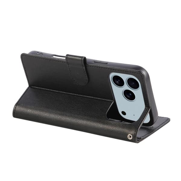 iPhone 18 Pro Max / iPhone 17 Pro Max Skal Läderfodral med 3 Kortfack och Multifunktion Svart