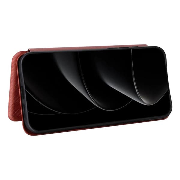 iPhone 18 Pro Max / iPhone 17 Pro Max Skal läderfodral med kolfibertextur Brun