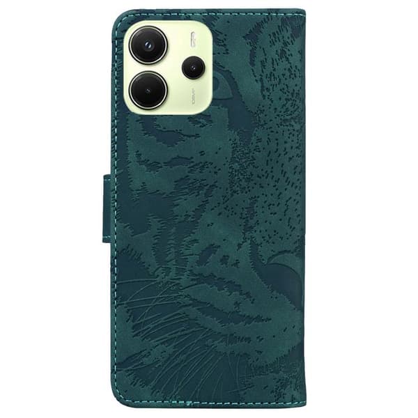 Redmi Note 14 4G - Läderfodral med Tigerprägling Grön