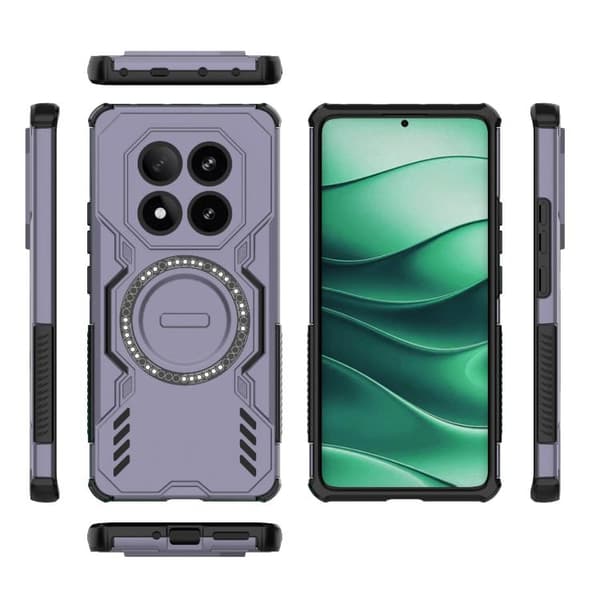 Redmi Note 14 Pro 5G - Butterfly Armor MagSafe Magnetisk Ring Stötsäker Mobilskal Purpur