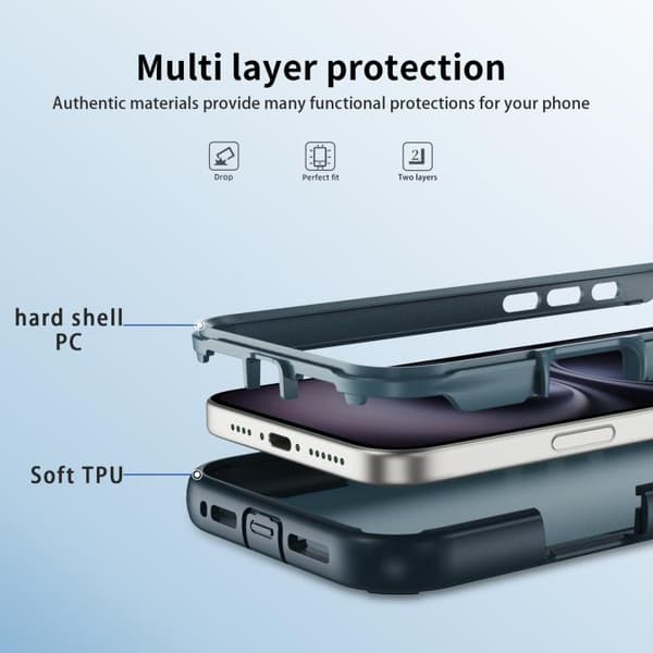 iPhone 17 Skal Defend Rugged Gear Holder MagSafe Kungsblå + Blå