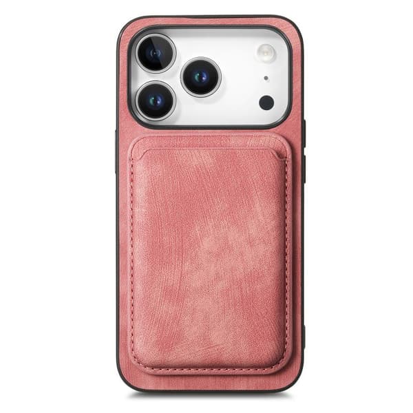 iPhone 18 Pro Max / iPhone 17 Pro Max Retro Läder Kortväska Magnetisk Skal Rosa