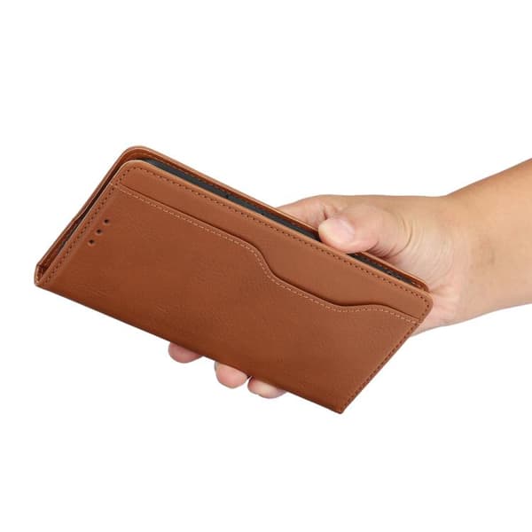 iPhone 18 Pro / iPhone 17 Pro Skal läderfodral med knådad yta Brun