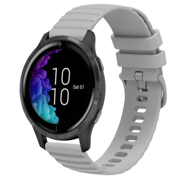 För Garmin Venu 20 mm Wavy Dot Pattern Solid Color Silikon Watch Band Grey