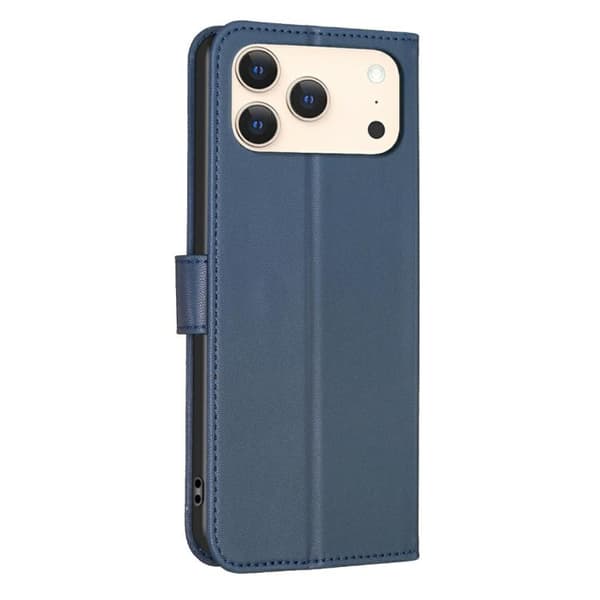 iPhone 18 Pro Max / iPhone 17 Pro Max Skal läderfodral med fyrklöverprägling Blå