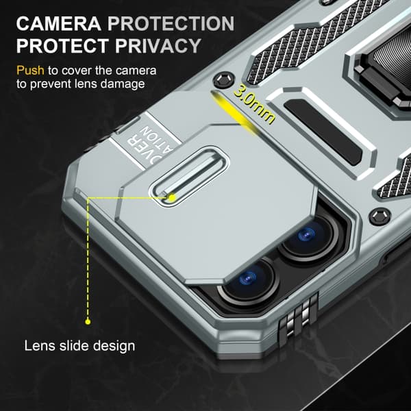 iPhone 16 Pro Max Skal med Armor PC + TPU Kameraskydd Grå