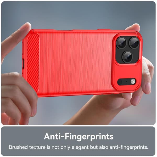 iPhone 18 Pro Max / iPhone 17 Pro Max Skal - Borstad Textur av Kolfiber TPU Röd