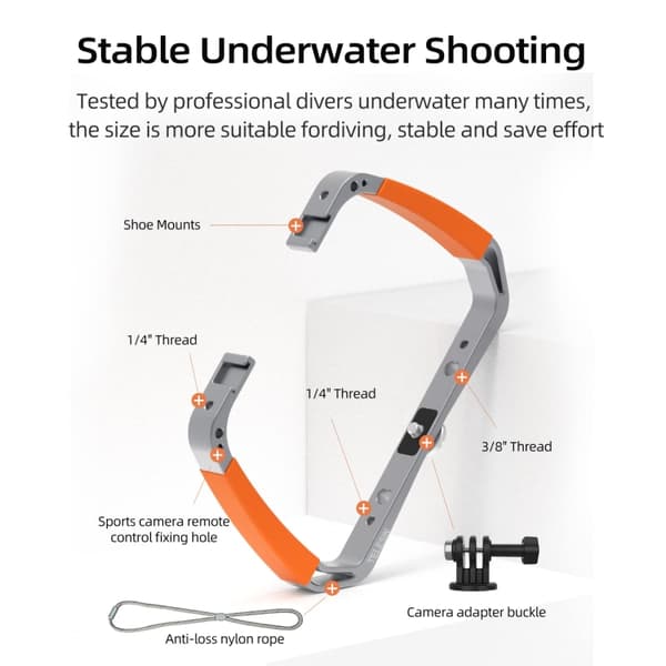 TELESIN Action Camera Handheld Grip Stabilizer Underwater Scuba Diving Mount