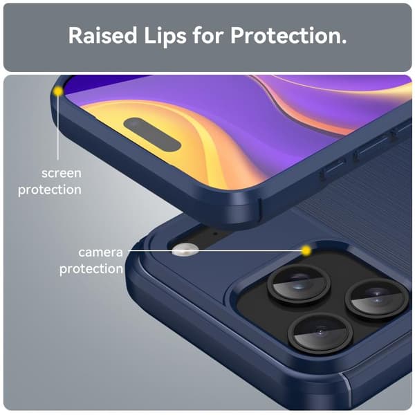 iPhone 18 Pro Max / iPhone 17 Pro Max Skal - Borstad Textur av Kolfiber TPU Blå