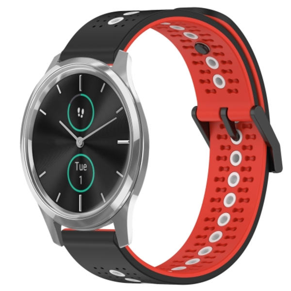 För Garminmove Luxe 20mm Tricolor Andningsbart watch Black-Red-White