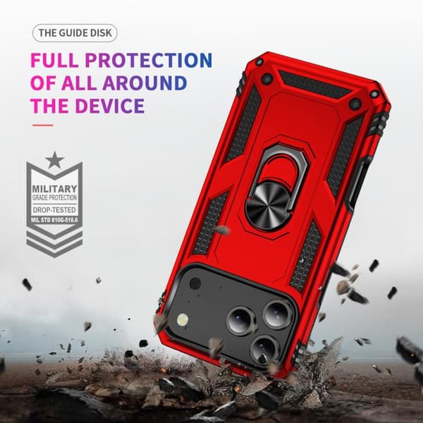iPhone 18 Pro Max / iPhone 17 Pro Max Skal Shockproof TPU Hybrid PC med Hållare Röd
