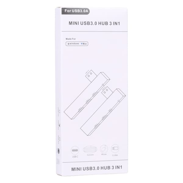 889R USB Hane till Dubbel USB 2.0 + USB 3.0 Honadapter (Silver) - SuperSpeed 5Gbps, Plug & Play