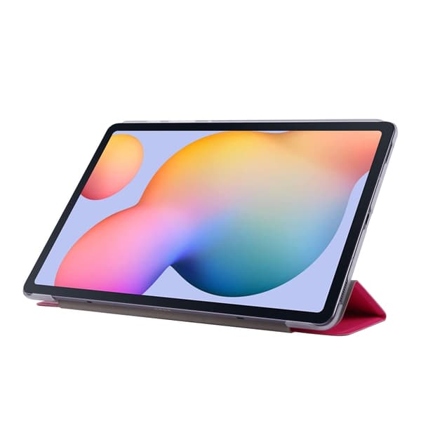 Samsung Galaxy Tab S8+/S7+ Silk Textur Flip Läderfodral Rosaröd