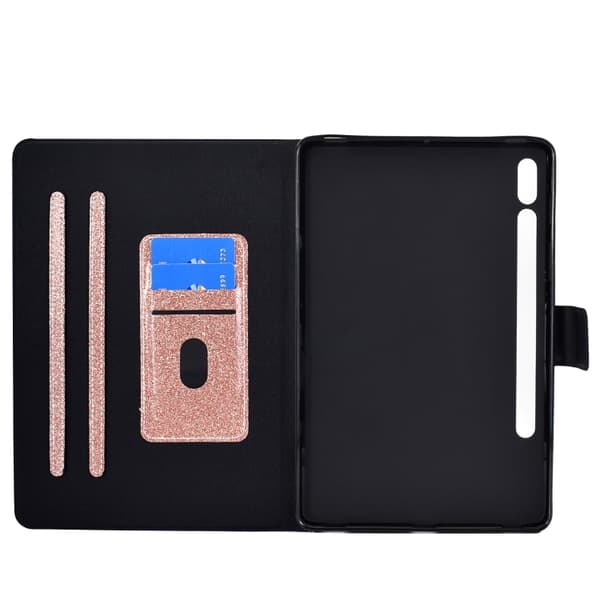Samsung Galaxy Tab S8/S7 Smart Läderfodral med Glittrande Varnish Roséguld