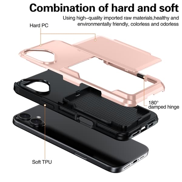 iPhone 16 Pro Max Skal med Kortfack - Elegant och Praktisk Design Grå