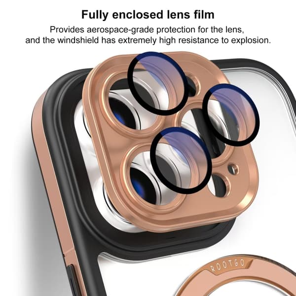 iPhone 16 Pro Skal med Full Coverage Linsskydd och MagSafe Hållare - Transparent Design Grå och vit